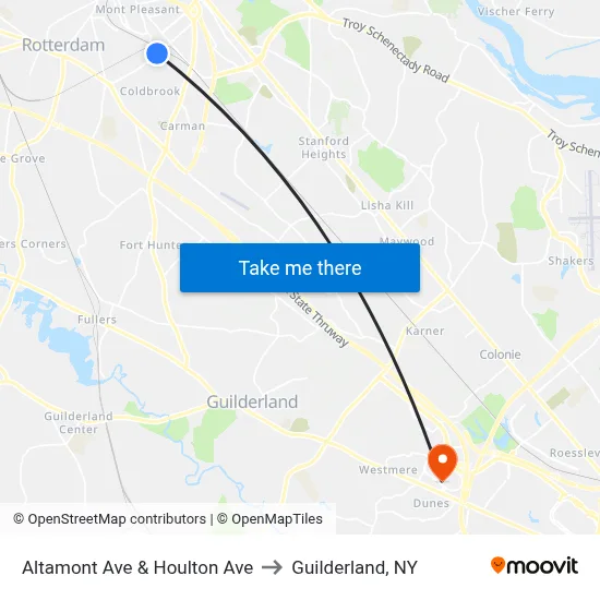 Altamont Ave & Houlton Ave to Guilderland, NY map