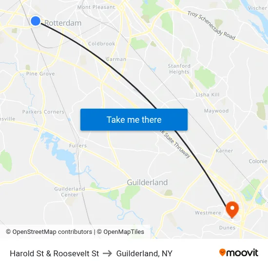 Harold St & Roosevelt St to Guilderland, NY map
