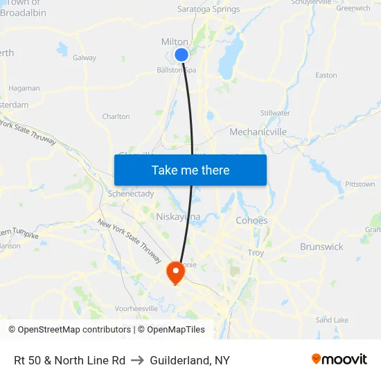 Rt 50 & North Line Rd to Guilderland, NY map
