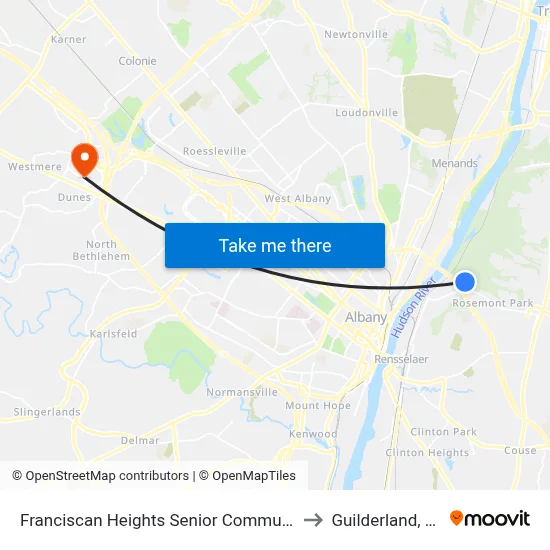 Franciscan Heights Senior Community to Guilderland, NY map