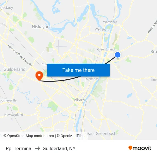 Rpi Terminal to Guilderland, NY map