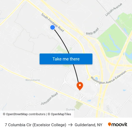 7 Columbia Cir (Excelsior College) to Guilderland, NY map
