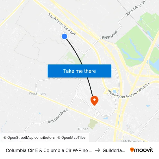 Columbia Cir E & Columbia Cir W-Pine Bush Preserve to Guilderland, NY map