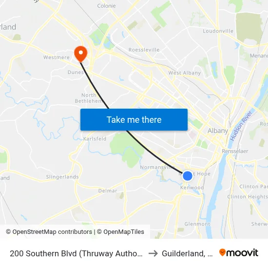 200 Southern Blvd (Thruway Authority) to Guilderland, NY map