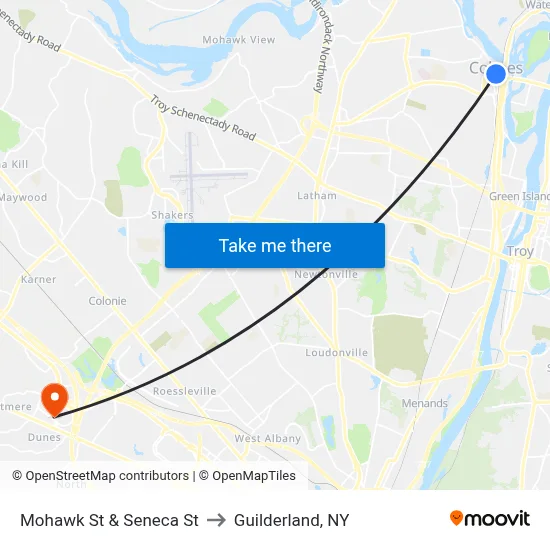 Mohawk St & Seneca St to Guilderland, NY map
