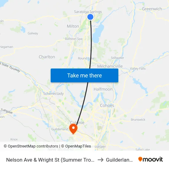 Nelson Ave & Wright St (Summer Trolley Only) to Guilderland, NY map