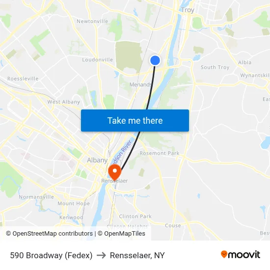 590 Broadway (Fedex) to Rensselaer, NY map