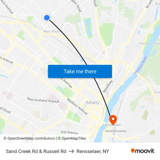 Sand Creek Rd & Russell Rd to Rensselaer, NY map