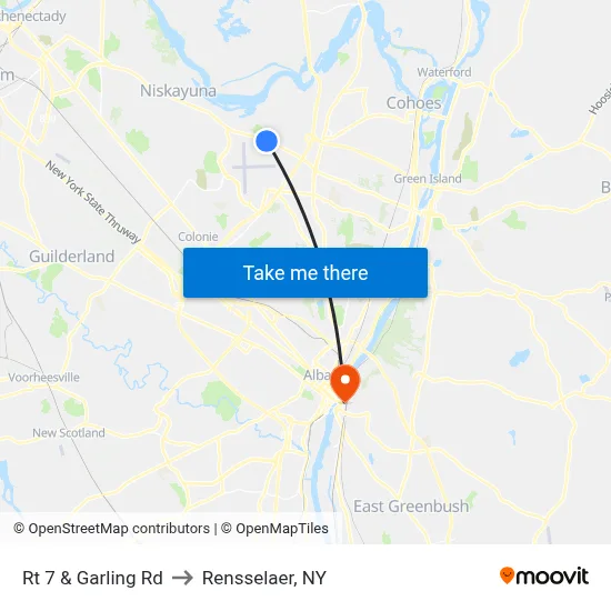 Rt 7 & Garling Rd to Rensselaer, NY map