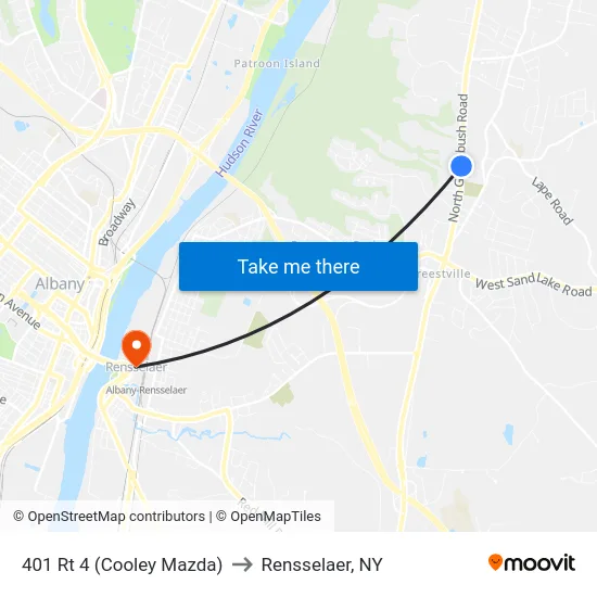 401 Rt 4 (Cooley Mazda) to Rensselaer, NY map
