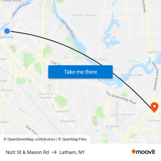 Nott St & Maxon Rd to Latham, NY map