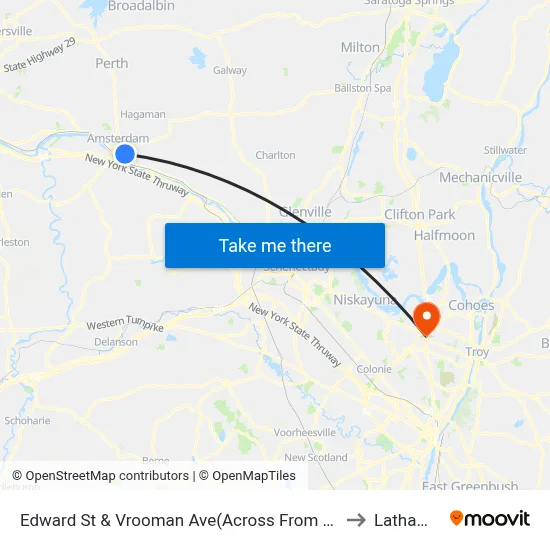 Edward St & Vrooman Ave(Across From 60 Edward St) to Latham, NY map
