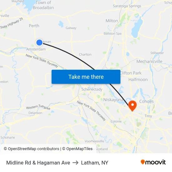 Midline Rd & Hagaman Ave to Latham, NY map
