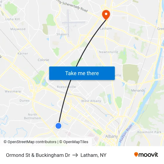 Ormond St & Buckingham Dr to Latham, NY map