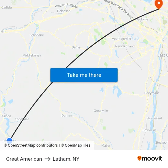 Great American to Latham, NY map