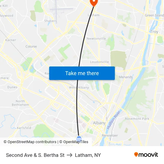 Second Ave & S. Bertha St to Latham, NY map
