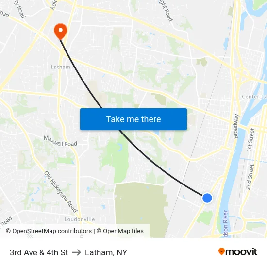 3rd Ave & 4th St to Latham, NY map