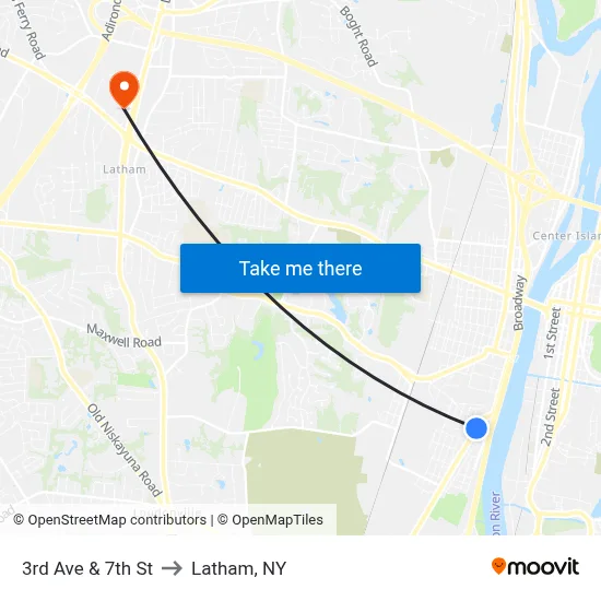 3rd Ave & 7th St to Latham, NY map