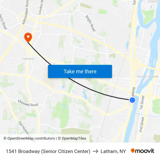 1541 Broadway (Senior Citizen Center) to Latham, NY map