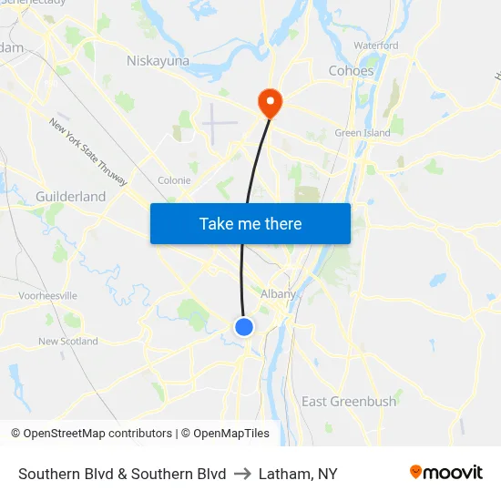 Southern Blvd & Southern Blvd to Latham, NY map