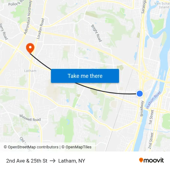 2nd Ave & 25th St to Latham, NY map