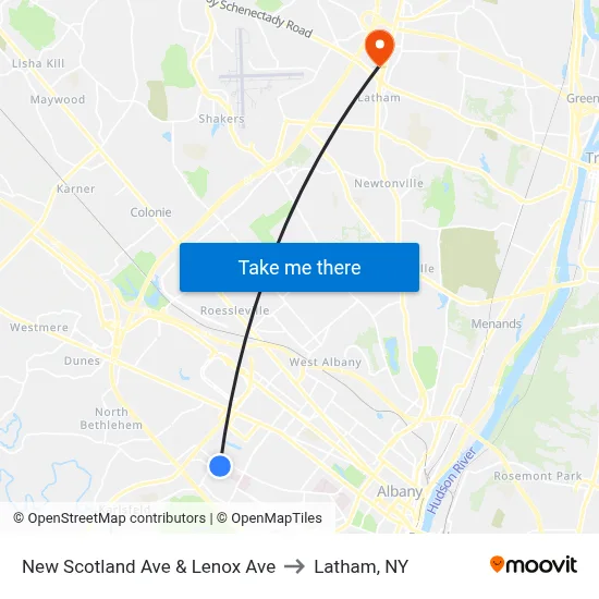 New Scotland Ave & Lenox Ave to Latham, NY map