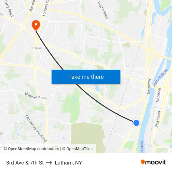 3rd Ave & 7th St to Latham, NY map