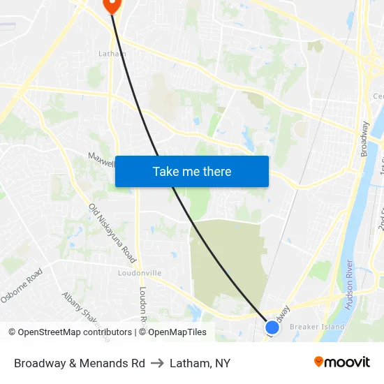 Broadway & Menands Rd to Latham, NY map