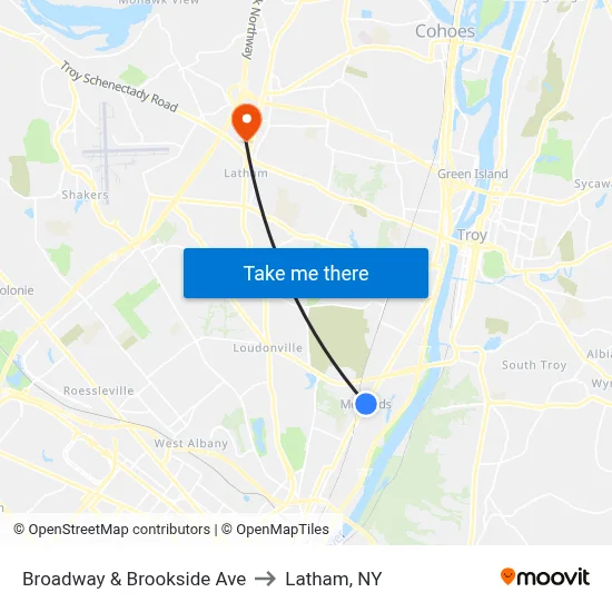 Broadway & Brookside Ave to Latham, NY map