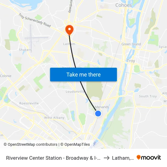 Riverview Center Station - Broadway & I-787 Exit 6 to Latham, NY map