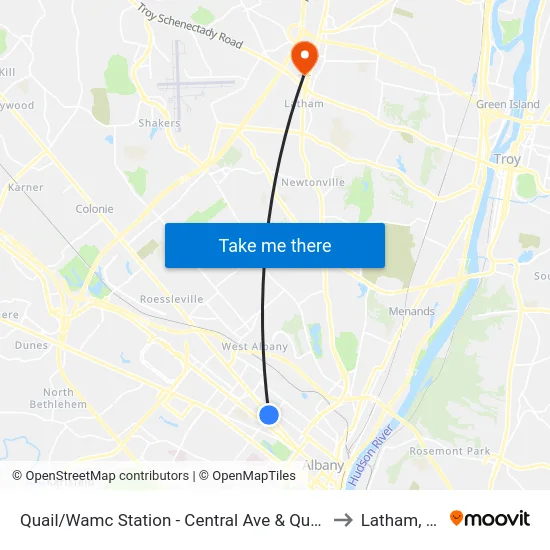 Quail/Wamc Station - Central Ave & Quail St to Latham, NY map