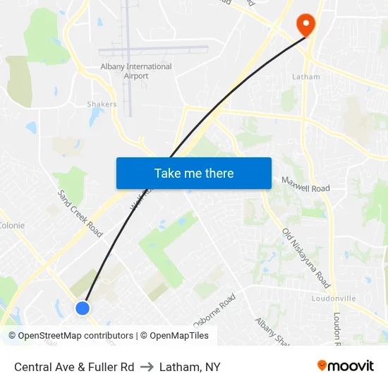 Central Ave & Fuller Rd to Latham, NY map