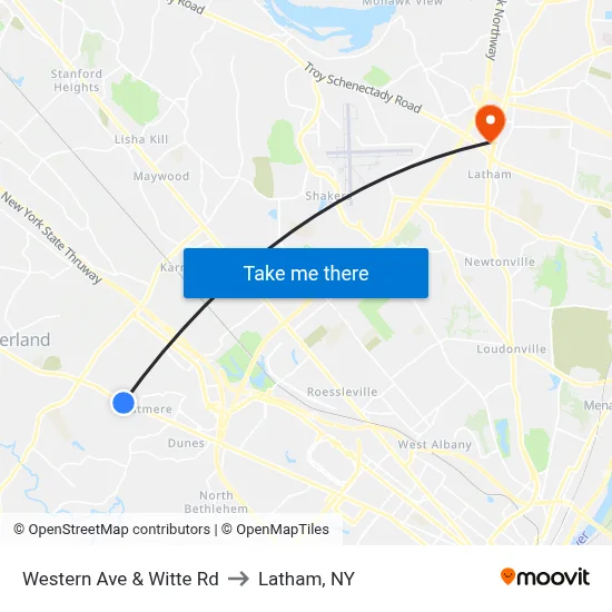Western Ave & Witte Rd to Latham, NY map