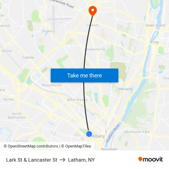 Lark St & Lancaster St to Latham, NY map