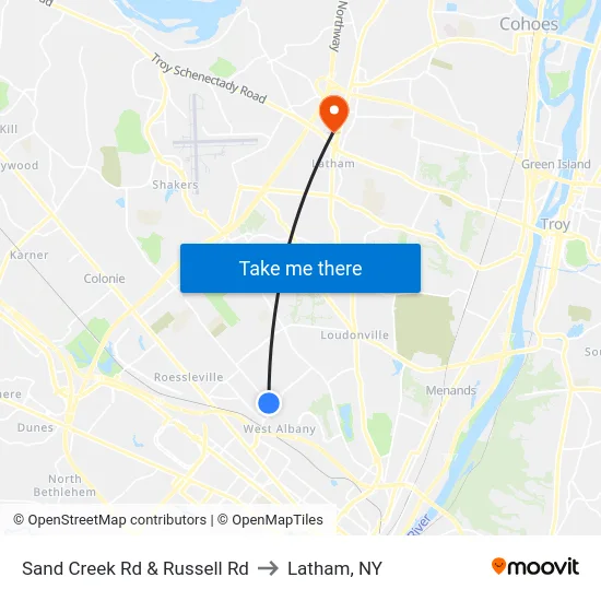 Sand Creek Rd & Russell Rd to Latham, NY map