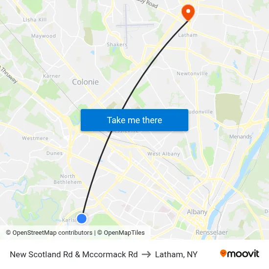New Scotland Rd & Mccormack Rd to Latham, NY map