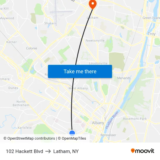 102 Hackett Blvd to Latham, NY map