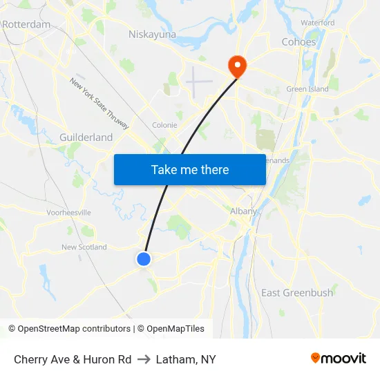 Cherry Ave & Huron Rd to Latham, NY map