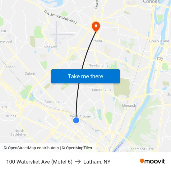 100 Watervliet Ave (Motel 6) to Latham, NY map