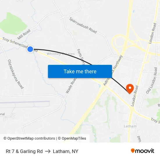 Rt 7 & Garling Rd to Latham, NY map