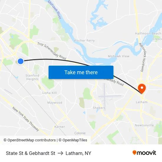 State St & Gebhardt St to Latham, NY map