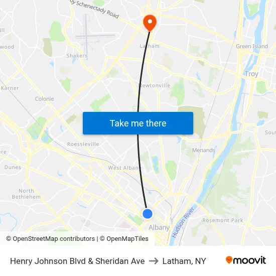 Henry Johnson Blvd & Sheridan Ave to Latham, NY map
