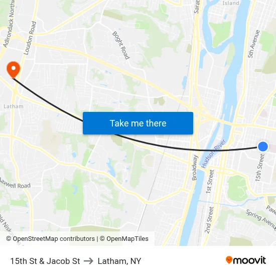 15th St & Jacob St to Latham, NY map