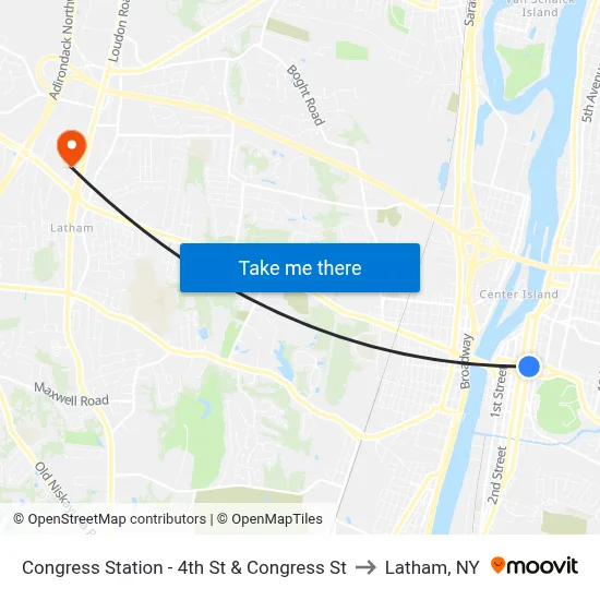 Congress Station - 4th St & Congress St to Latham, NY map
