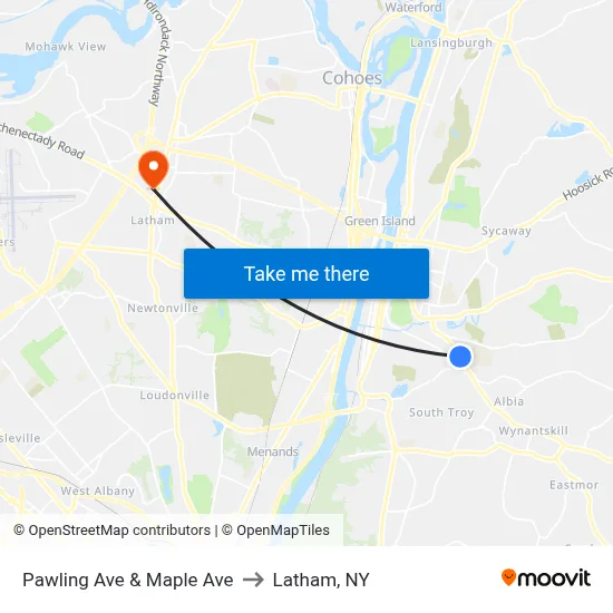Pawling Ave & Maple Ave to Latham, NY map