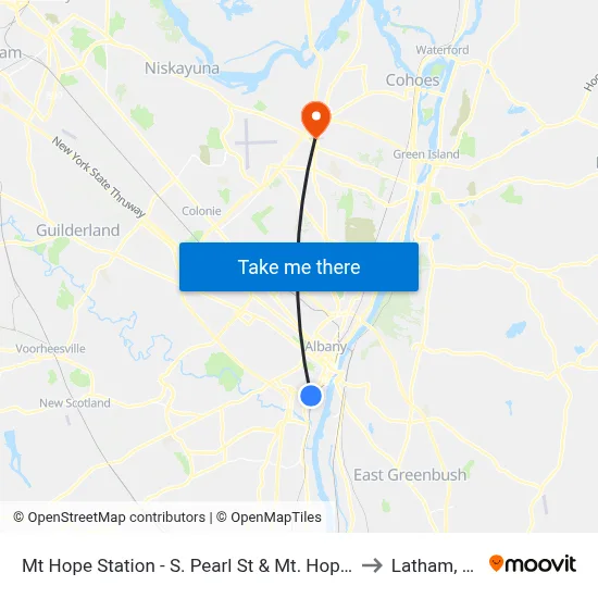 Mt Hope Station - S. Pearl St & Mt. Hope Dr to Latham, NY map