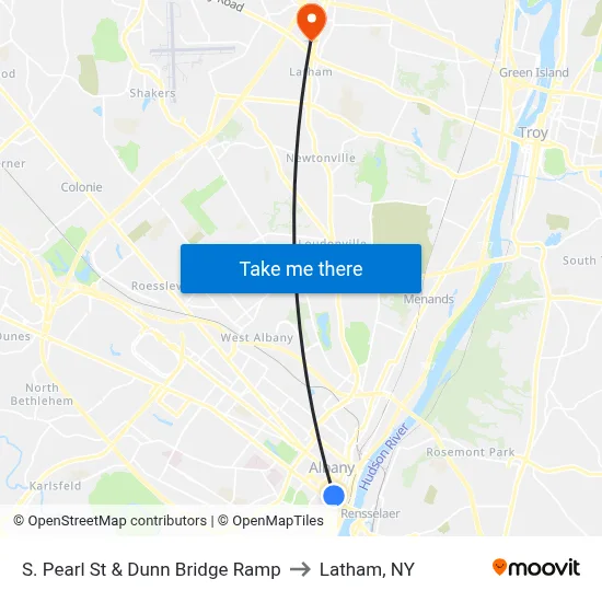 S. Pearl St & Dunn Bridge Ramp to Latham, NY map