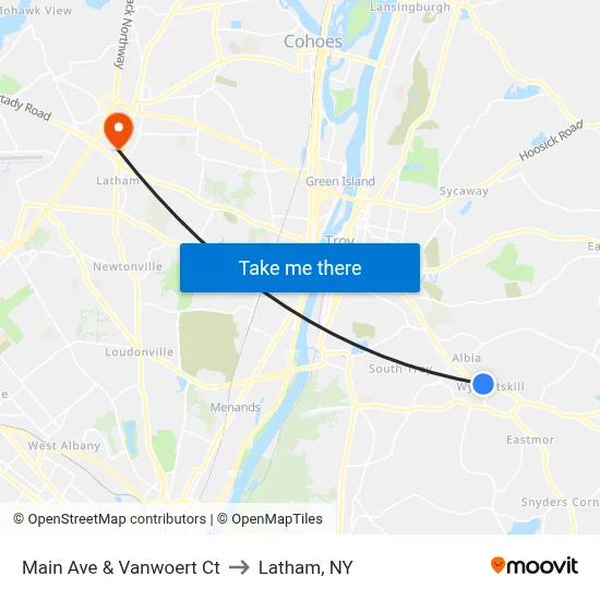 Main Ave & Vanwoert Ct to Latham, NY map