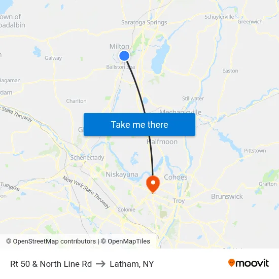 Rt 50 & North Line Rd to Latham, NY map