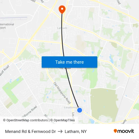 Menand Rd & Fernwood Dr to Latham, NY map